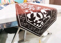 Gorki Cotton Embroidered Table Runner - Brown